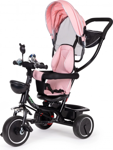 Børnetricykel med drejbart sæde og kaleche, pink, ECOTOYS