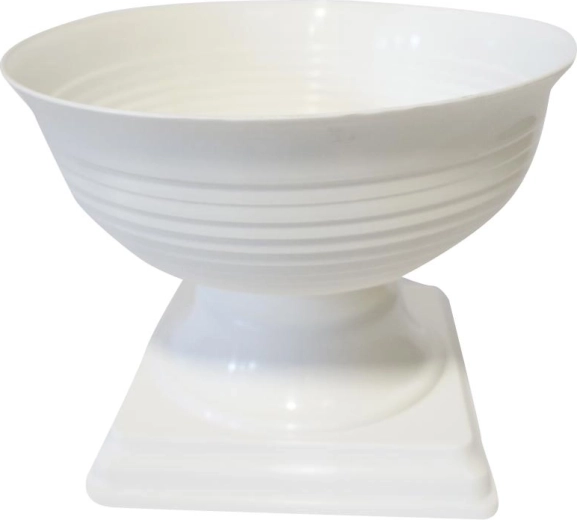 Blomsterkrukke Pelikan med underkop, hvid plast