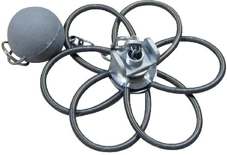 Skorsten-rose med 6 fjedre og lod, rustfrit stål, 130–230 mm