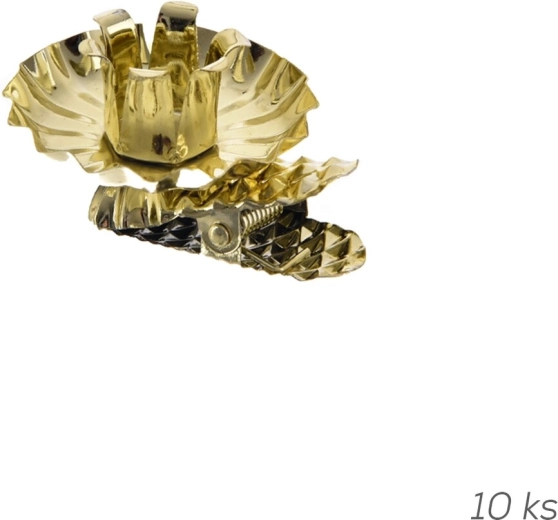 Gyldne metal-lysholdere til julelys med clips, 10 stk. (diameter 1,5 cm)