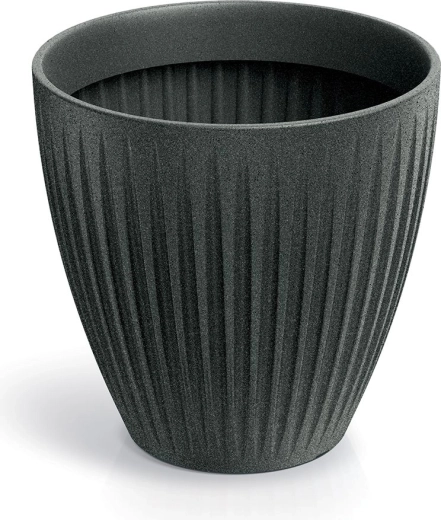 Plantekrukke Latia Round Midl 40 cm – sort granit