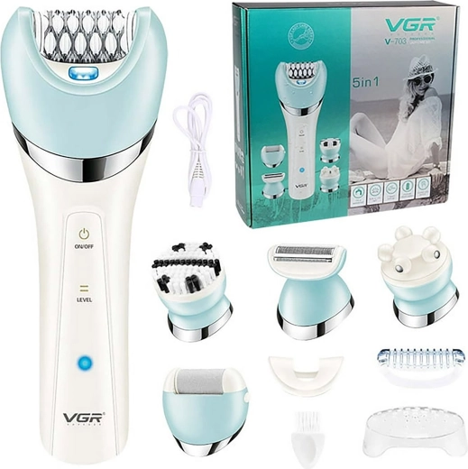 Elektrisk dameepilator og barbermaskine 5 i 1