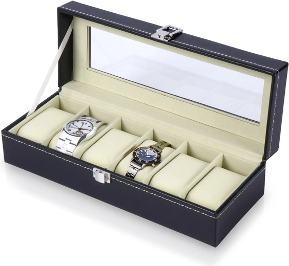 Sort uræske med glaslåg, 30,5 × 11,5 × 8 cm