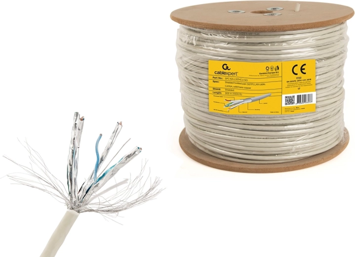 Cablexpert skærmet LAN-kabel S/FTP Cat 6A LSZH 305 m (massiv leder)