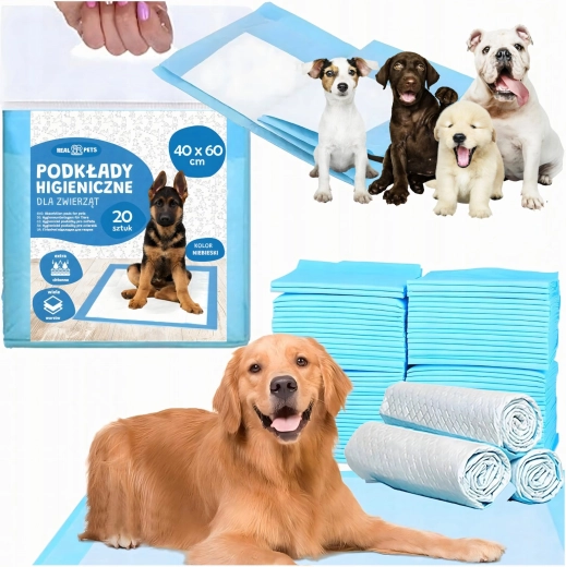 Engangs hygiejniske underlag til hunde 40 x 60 cm, ekstra sugende, 20 stk.