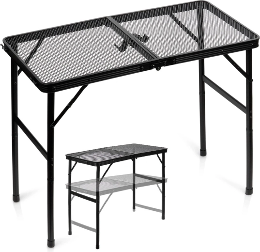 Vilde foldbart campingbord 2-i-1 med justerbar højde 80 × 40 cm sort