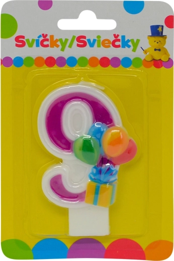 Fødselsdagslys med balloner tal 9