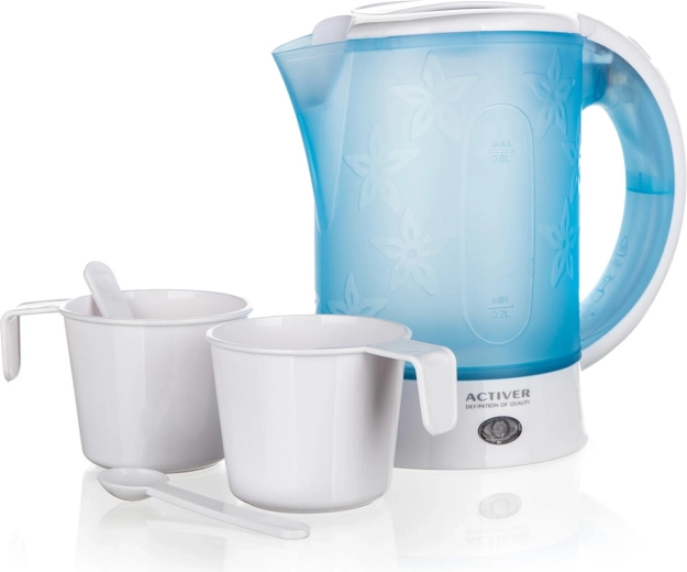 Rejseelkedel 0,6 l med kopper og skeer