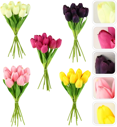 Kunstig buket tulipaner 10 stk., 30 cm, farvemix