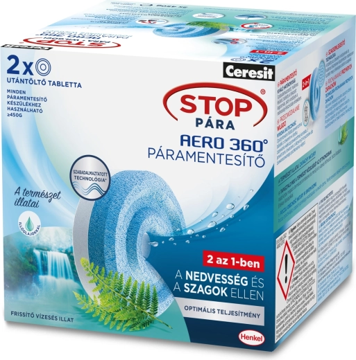 Ceresit Stop fugt Aero 360°-refilltabletter Frisk vandfald 2 × 450 g