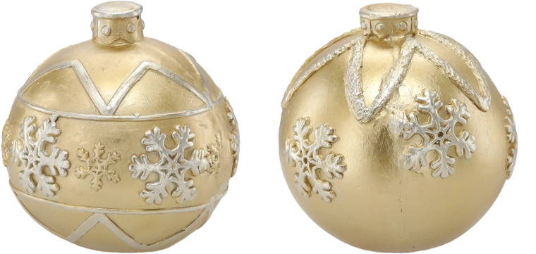 Gylden julekugle med snefnug 21,5 cm