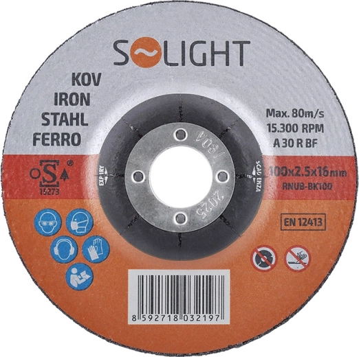 Solight slibeskive til stål 100 × 2,5 × 16 mm