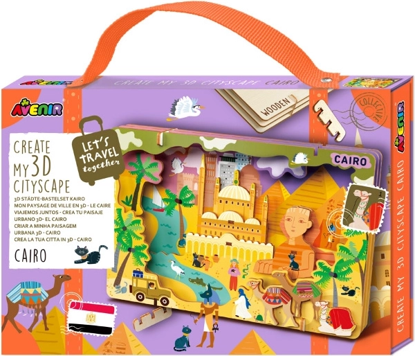 Træ 3D-puslespil bypanorama af Kairo AVENIR