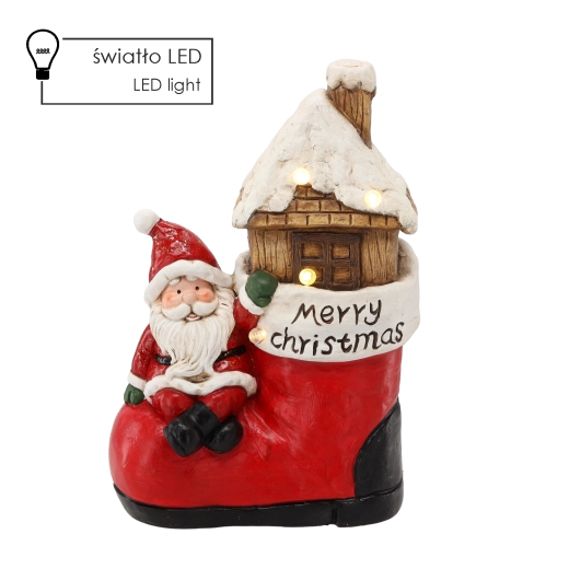 Julefigur af julemanden “Merry Christmas” med LED-belysning 42 cm