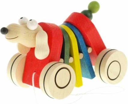 Træ træklegetøj Hund klaprende