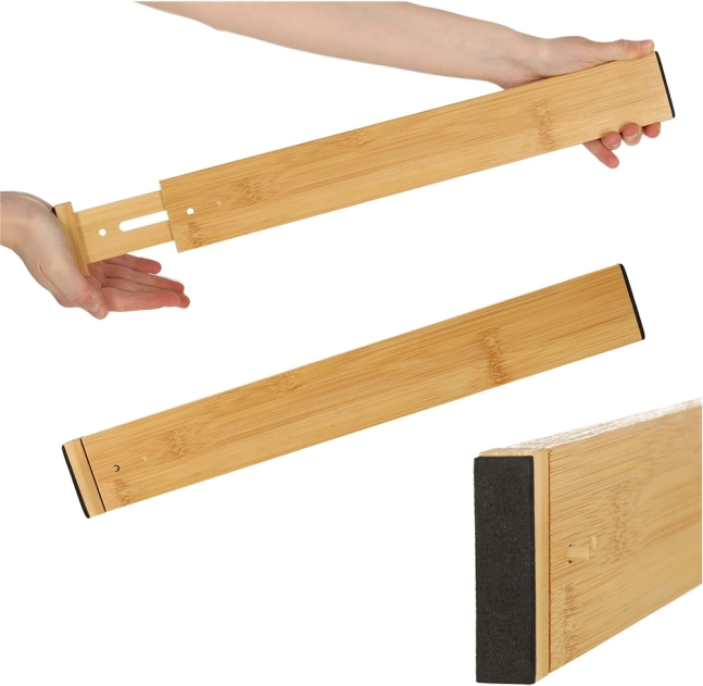 Justerbar bambus skuffe organisator