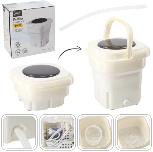 Bærbar sammenklappelig mini-vaskemaskine 18 l, hvid