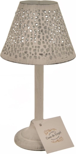 Hvid metalstage i form af lanterne med prikket dekoration 20 cm