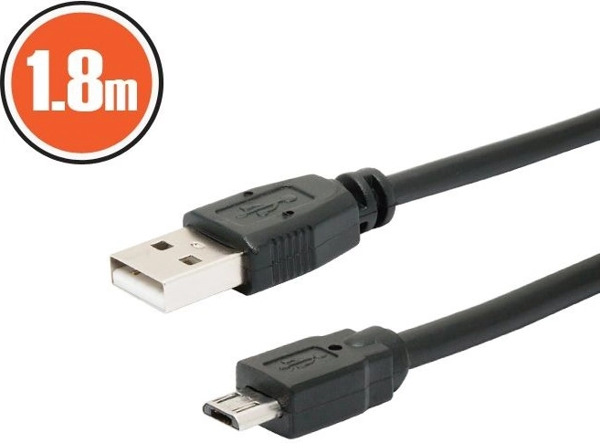 USB 2.0-kabel A til micro B, 1,8 m, sort