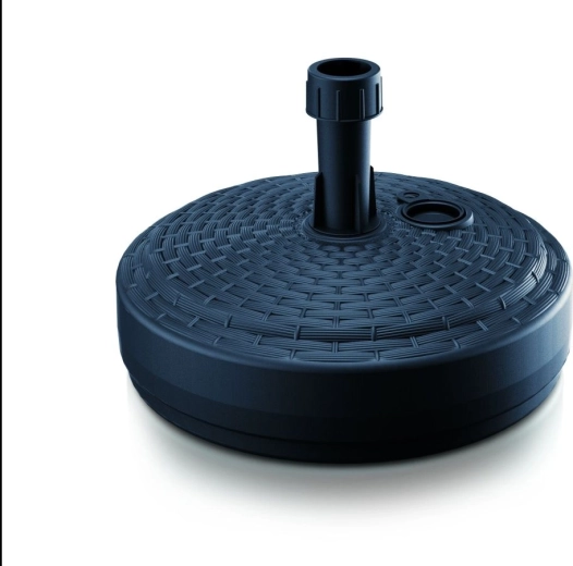 Parasolbase antracit 39 cm, rattan-imitationslook, påfyldelig 10 l