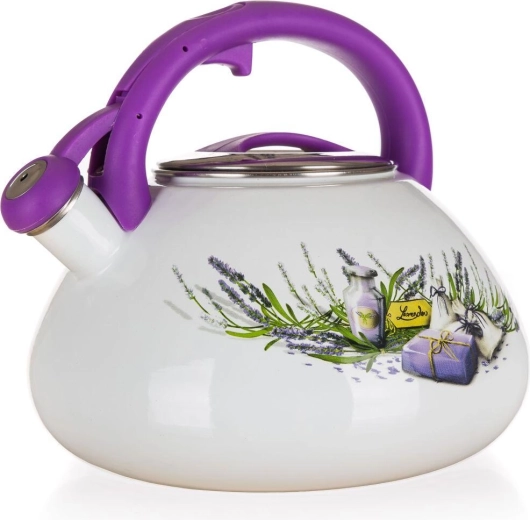 Emaljeret fløjtende kedel Lavendel 3 l, diameter 22,5 cm
