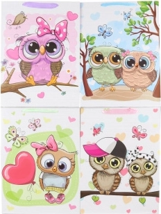 Gavepose med uglemotiv 31 × 42 × 12 cm