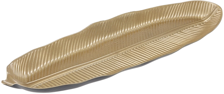 Dekorativ elliptisk bakke med guldblad 50 × 16 cm