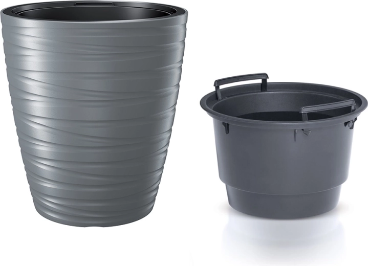 Plantekrukke med indsats MAZE 29,6 cm grå sten