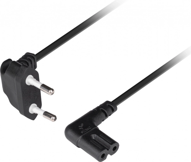 Lanberg strømkabel Euro (CEE 7/16) til IEC 320 C7, vinklet, 1,8 m, sort