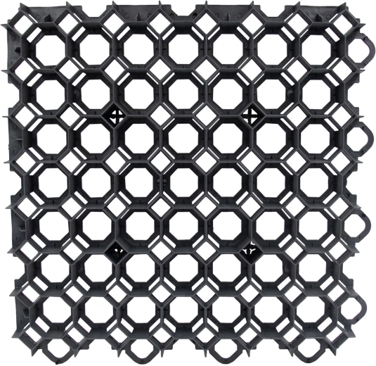 Græsarmeringsflise 49 × 49 × 4 cm af genanvendt plast, sort