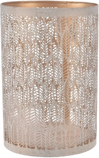 Lysestage i metal LEAF i beige og guld
