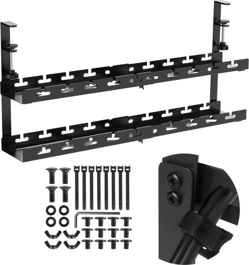 To-etagers underbordskabelorganisator med klemmer MACEAN MC-102
