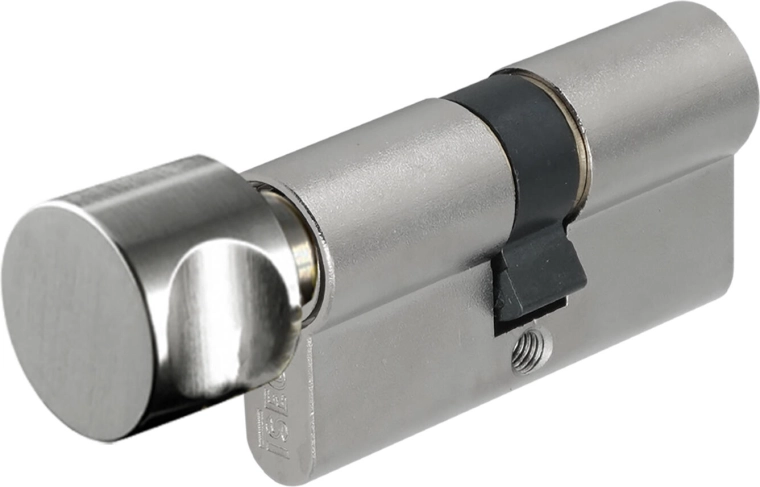 Cylindrisk låsecylinder 30/35 med knop, sikkerhedsklasse 3, ISEO F6, nikkel