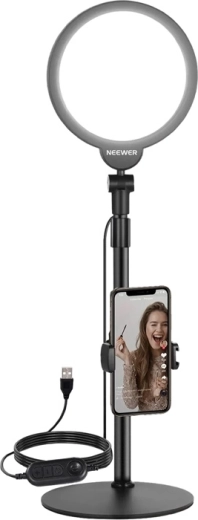 Neewer R06 selfie-sæt med ringformet LED-lys 18 cm og telefonholder