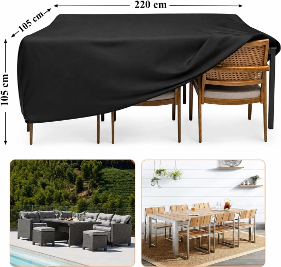 Vandtæt beskyttelsesovertræk til havemøbler og cateringbord 220 × 105 × 105 cm