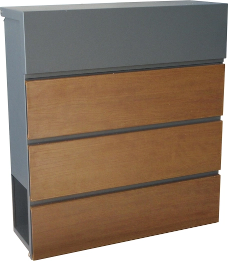 Postkasse med trædekoration, antracit 370 × 410 × 130 mm