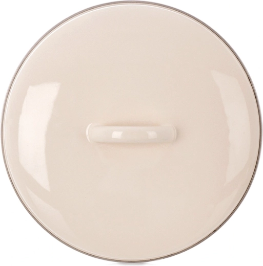 Cremefarvet emaljeret låg 21 cm