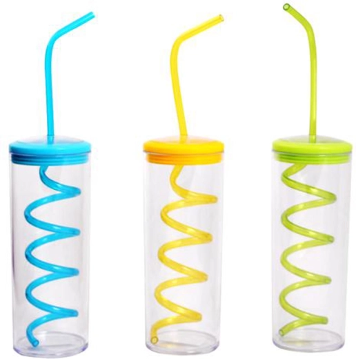 Plastikkop med sugerør TORO 300 ml