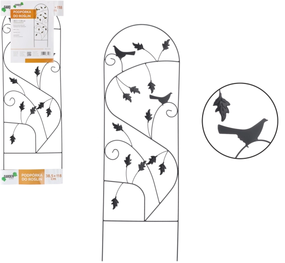 Metalplanteholder til klatreplanter 38,5 × 118 cm – sort