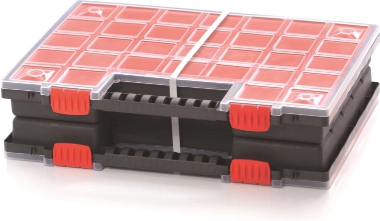 Plastorganisator NORB DUO med 2 aftagelige kufferter og 21 bokse