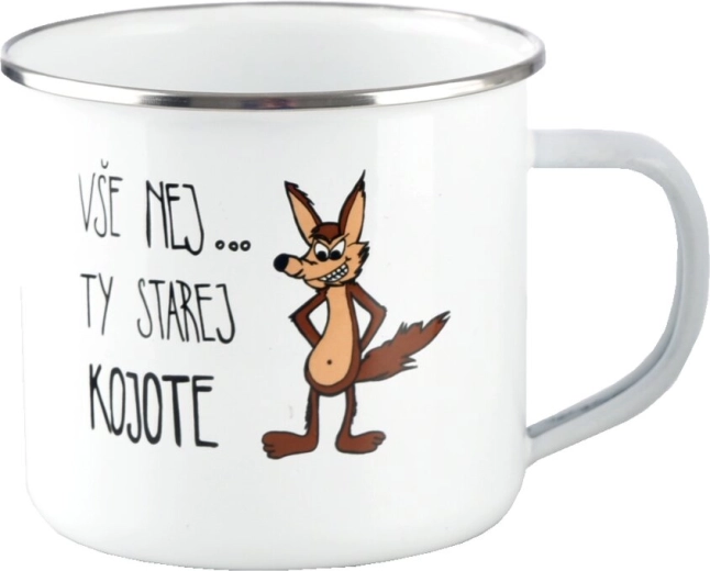 Hvid emaljeret metalkop Kojote 500 ml