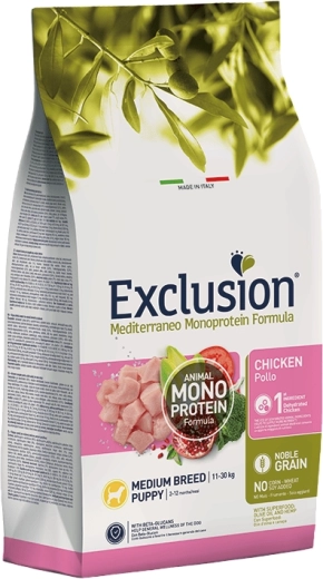 Exclusion Puppy Medium granulat til hvalpe af mellemstore racer – kylling, 3 kg