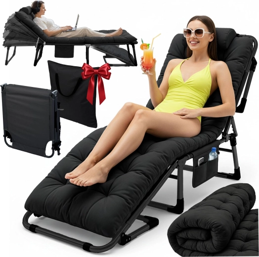Sammenklappelig turistfeltseng og havestol Sofotel ChillWell Dream – sort