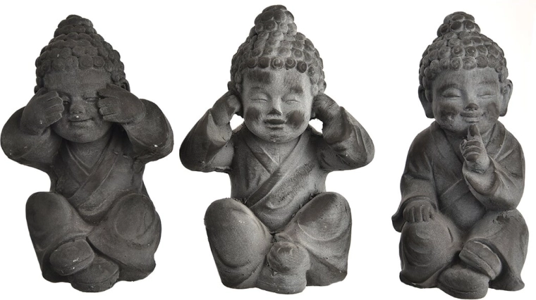 Dekorativ Buddha-figur – de tre vise aber