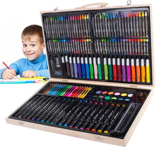 Kunstnerisk tegningssæt i træetui