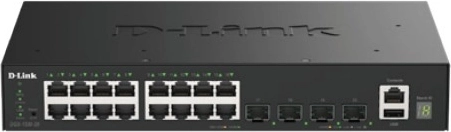 D-Link administrerbar netværksswitch med 16 gigabit-porte og 4 10G SFP+-porte