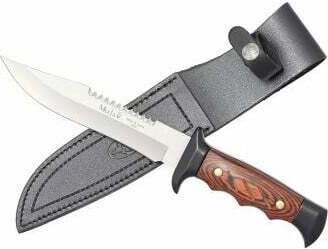 Muela jagtkniv 15,5 cm, sort, Pakka-træ, læderskede