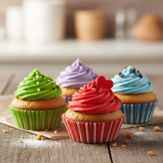 Sæt med stribede papirmuffinsforme