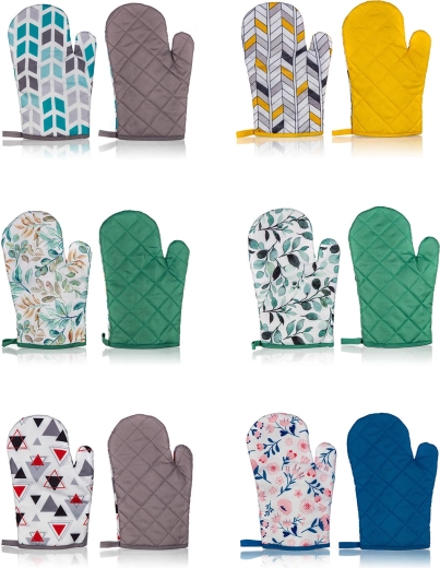 Køkkenhandsker BASIC med ophængsløkke, polyester, 27 × 17 cm, sæt med 2 stk., mix af motiver