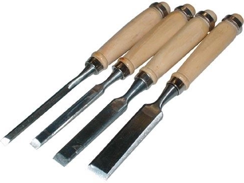 Sæt med 4 stemmejern med træhåndtag